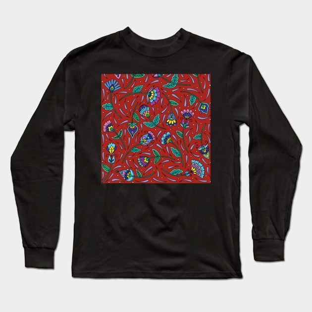 Botanical Red Palette Long Sleeve T-Shirt by HLeslie Design